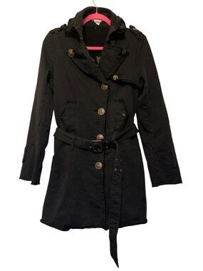 Murmur Black Long Jacket W/ Dragon Embroidery & Rhinestones Distressed Edges